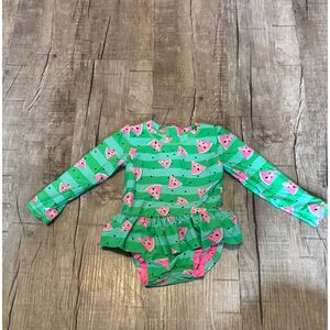 Wave Zone Baby Girls Watermelon Long Sleeve One-Piece Swimsuit 18 Months